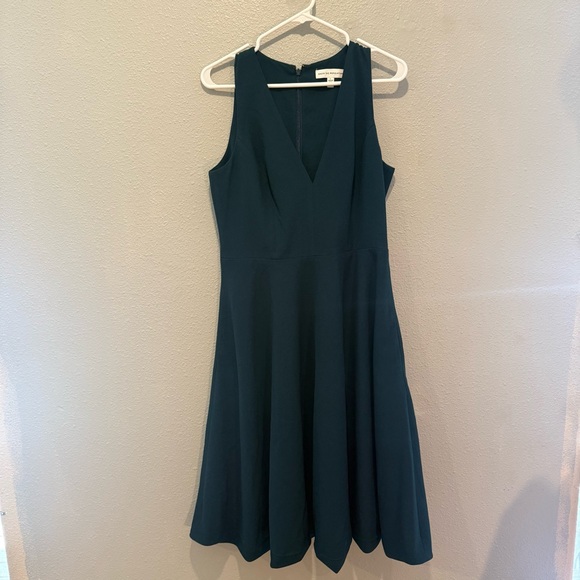 Dress the Population Catalina vneck fit and flare Deep Teal Midi Dress L - Picture 1 of 6
